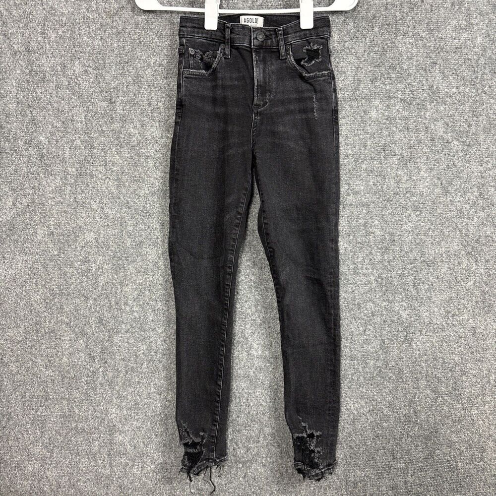 AGOLDE  Jeans Womens Size 25 Black Distressed Skinny Ankle